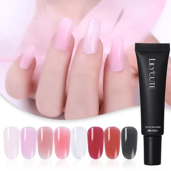 

LILYCUTE 20ml Nail Acrylic Poly UV Gel Pink UV Gel Varnish Builder Nail Gel Slip Solution Quick Building For Nail Extension