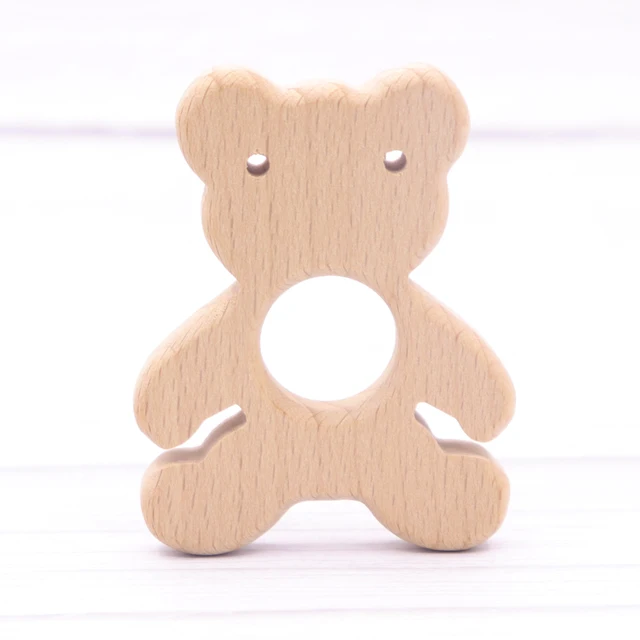 1pcs Baby Animal Natural Beech Teething Wooden Teether Rodent Flowers Clouds Tiny Rod   Pendant For Pacifier Chain  Products A05
