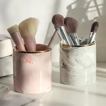 

Storage Box Makeup Brush Storage Tube Eyebrow Pencil Makeup Organizer Marble Jewelry Storage Box
