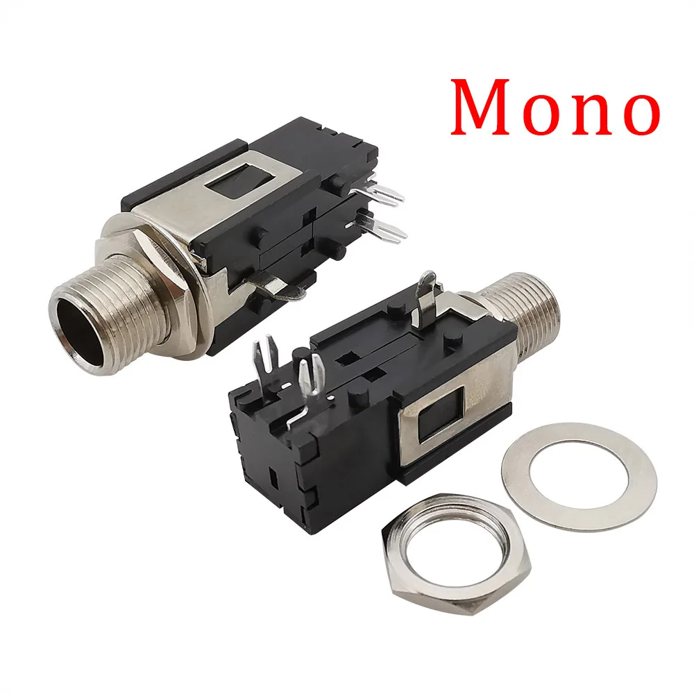 Dual Pack Audio Connector 1/4 Inch Female Jack with Thread Lock Panel Mount