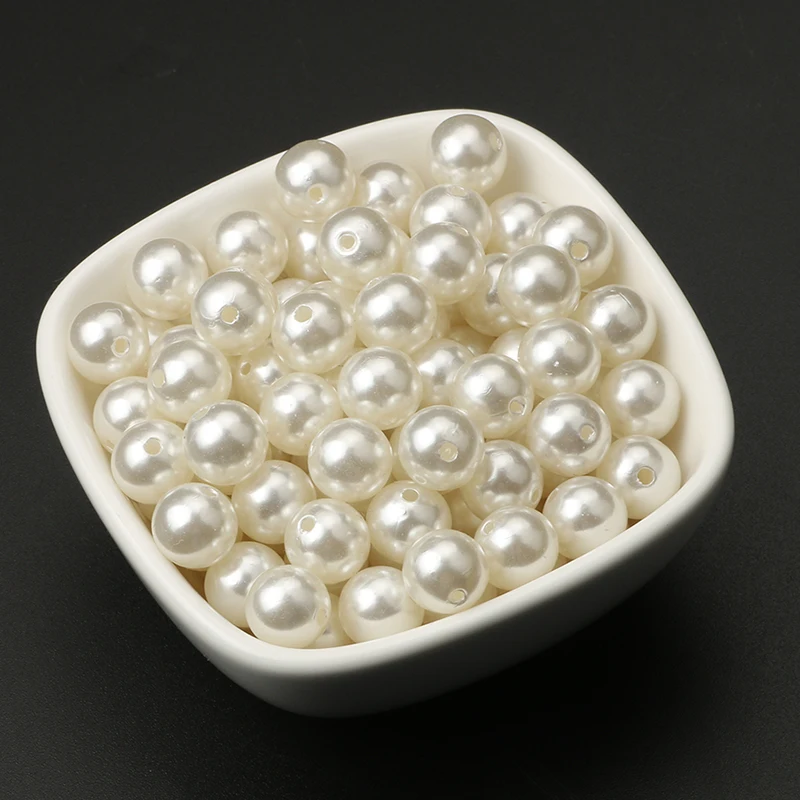 thumbnail image 1 of Perlas sueltas de ABS de 4/6/8/10/12/14/16/18/20 mm, redondas, para hacer joyas de moda, color blanco y beige, para bricolaje, 1 of 5