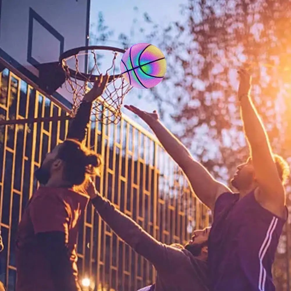 Colorido reflexivo bola de basquete falso couro do plutônio basquete  holográfica festa casa decoração ao ar