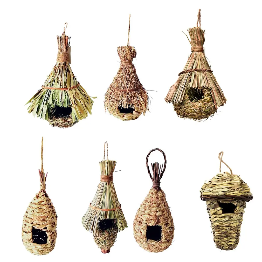 Hand-Knitted Creative Pet Bird Nest Straw Bird Nest Hibiscus Grass Gourd Bird House Gardening Decoration Pet Nest