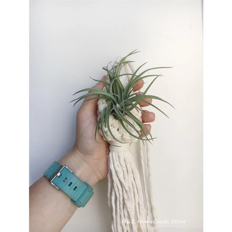 Macrame Rope Plant Wall Hanging Tassel Flower Basket Net Bag Tapestry Cotton Boho Chi Woven Wall Art for Apartment Dorm