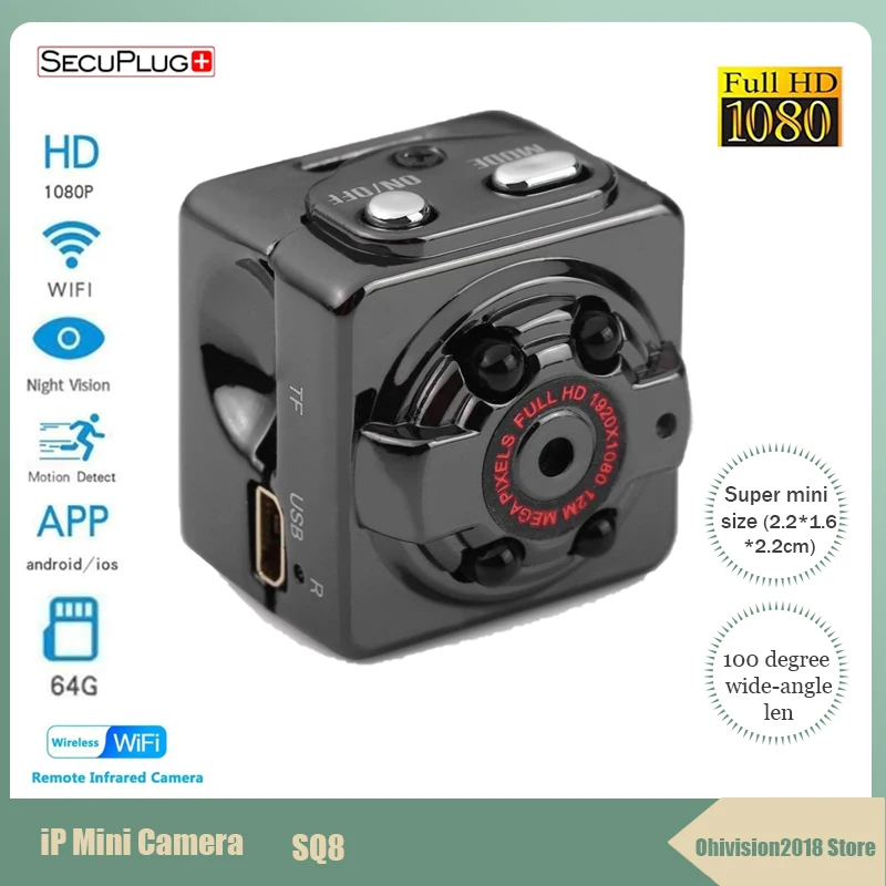 

SQ8 1080P Full HD Smart Small Cam Micro Mini Camera Video Camera Night Vision Wireless Body DVR DV Tiny Mini Camera Microchamber