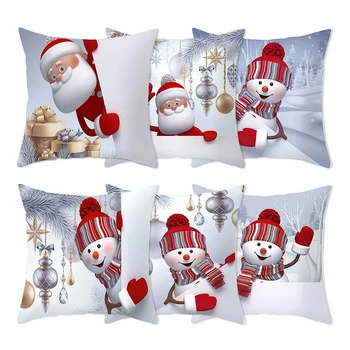 

45X45cm Christmas pillowcase Cute Cartoon Santa Claus Elk Throw Cushion Cover Chair Pillow Case Christmas Decoration For Home