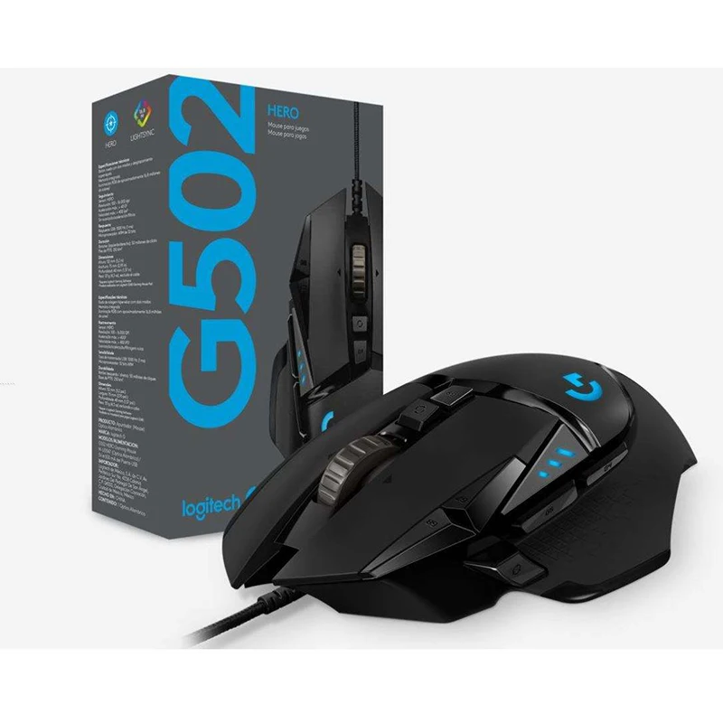Игровая мышь logitech G502 с разрешением 16000 dpi HERO Engine, высокопроизводительная программируемая настраиваемая RGB мышь LIGHTSYNC для геймеров G502