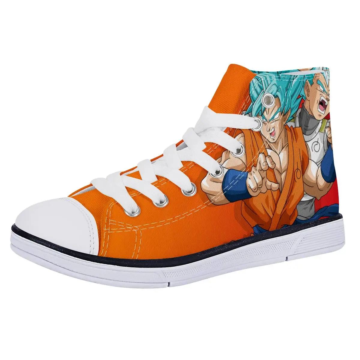 4 THIKIN черный Детские кроссовки с рисованным аниме, принт Dragon Ball Z легкий Туфли без каблуков для высокие носки для мальчиков и девочек, топ из вулканизированной резины парусиновая обувь - Цвет: 4