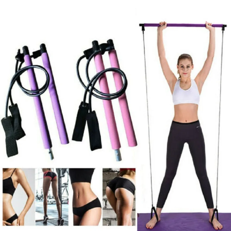 

Portable Pilates Bar Kit Stretch Rope Gym Stick Yoga Exercise Trainer Pull Ropes Gym Workout Elastic Bands For Lose Weight
