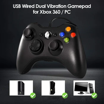 

Portable USB Wired 14 Buttons Gamepad with Dual Vibration Function for Xbox 360 PC Game Console