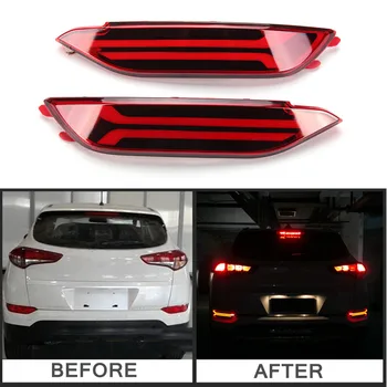 

2Pcs for Hyundai Tucson LED Rear Bumper Reflector DRL Fog Driving Brake Lights High Temperature Resistant ABS+LED Lamp Beads