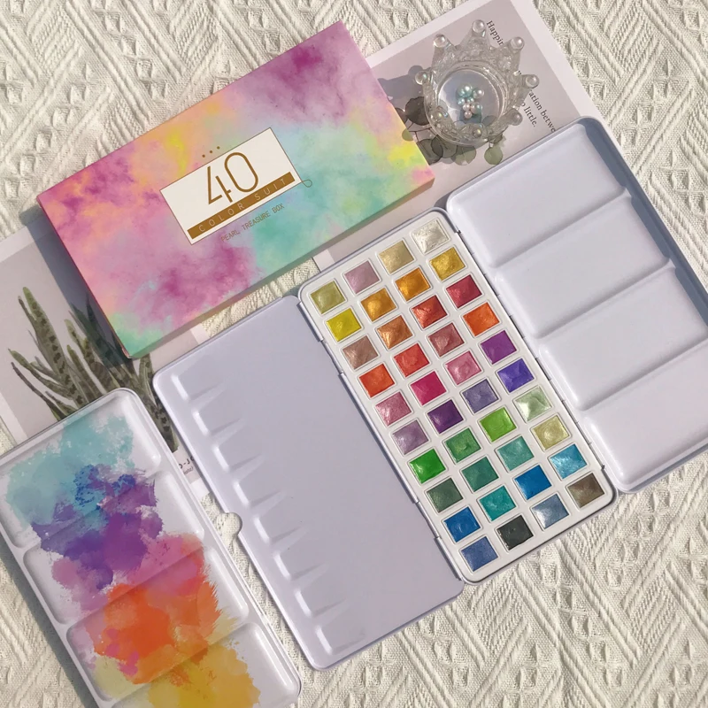 Watercolor Painting Set Watercolor Paint Watercolor Pigment Dropping Handmade 40 Colors Pearlescent Watercolor Pigment Colorlead Giveaway