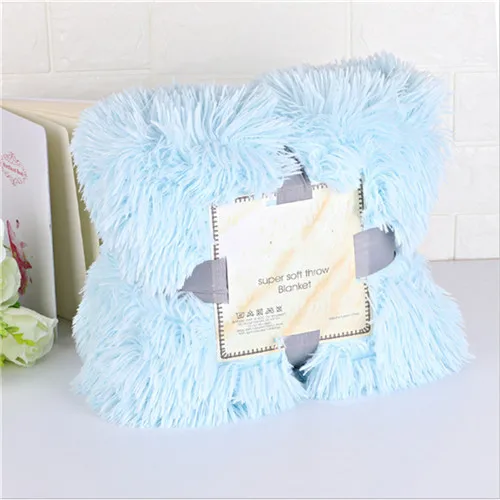 Супер мягкое одеяло пушистое покрывало для дивана и кровати длинное мохнатое мягкое теплое постельное белье Pv длинное кашемировое одеяло из овечьей шерсти плюшевое одеяло - Цвет: light blue