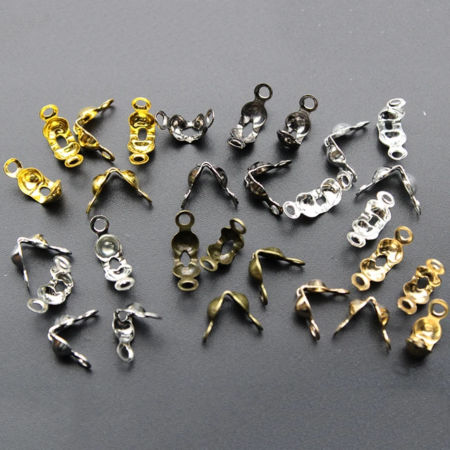 Stainless Steel Calotte End Crimping Beads  Stainless Steel Connector  Clasp - Jewelry Findings & Components - Aliexpress