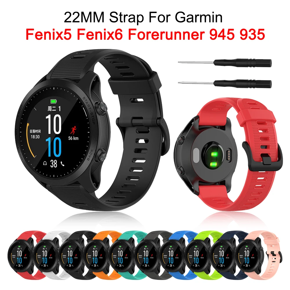 

22MM Silicone Strap For Garmin Forerunner 945 935 Smart Watch band for Fenix 5 Plus Replacement Wristband For Garmin Fenix 6 Pro