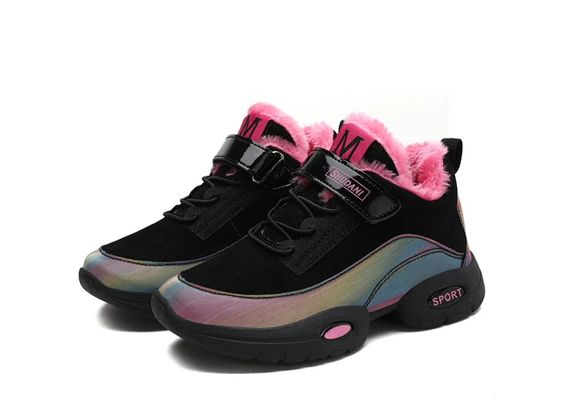 VOSONCA/детская обувь; зимняя повседневная спортивная обувь для девочек; зимняя обувь с высоким берцем; плюшевая теплая обувь для подростков