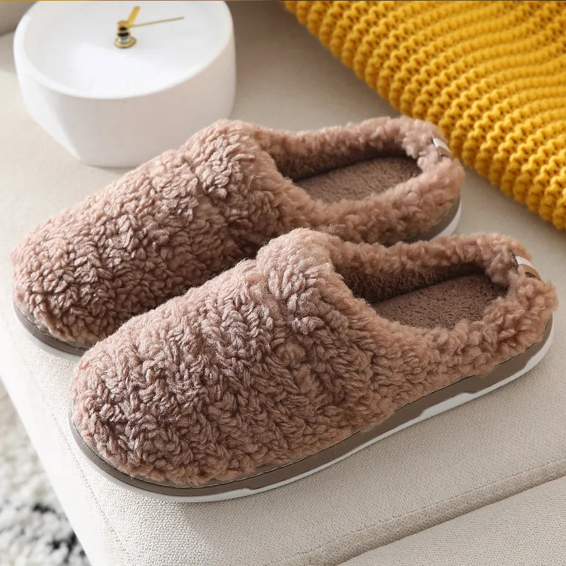 

Large size 44-45 Women slippers Short Plush soft Designer Bedroom shoes Cozy TPR platform Home slippes 7 colors