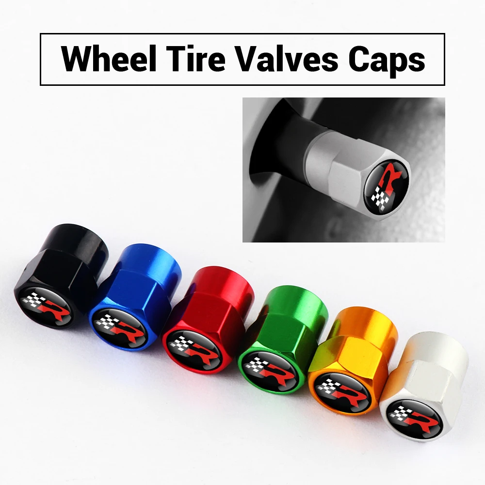 4 Uds R emblema de carreras etiqueta de Metal de neumático de la rueda de tapa para válvula de auto accesorio estilo para asiento Cupra Leon Ibizsa Exeo VW Sagitar Passat