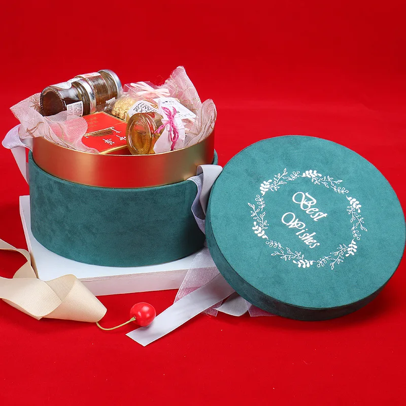 BZH031-Round фланелевая коробка Свадебная Упаковка Подарочная коробка конфет на свадьбу вечная Цветочная коробка бархатная коробка