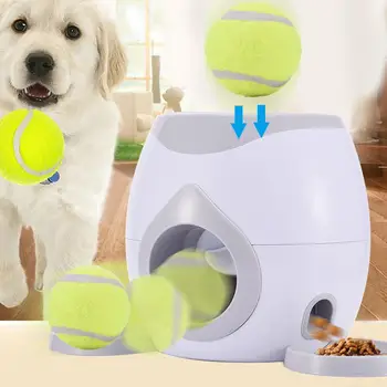 

Dog Interactive Reward Toy Automatic Thrower Food Treat Dispenser Slow Feeder Tennis Ball Toy Dogs Puppy Ball Toy IQ Training