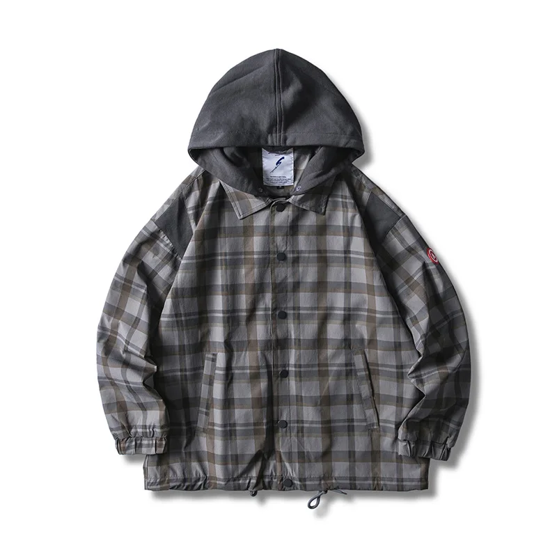

City Where the Product New Style Deconstructable Hooded Plaid Coat Jacket MEN'S Jacket Large Size Casual Coat Men's Fashion