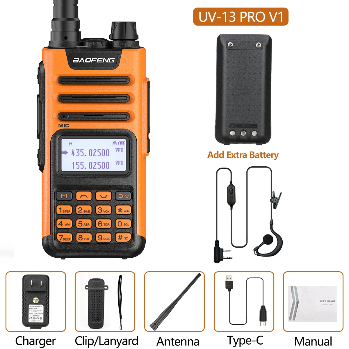 best buy walkie talkie Baofeng UV 13pro 10W 8800mAh Powerful Walkie Talkie with USB Charger Long Range Ham Two Way Radio UV13 PRO Upgrade UV-5R UV-10R long distance walkie talkie Walkie Talkie