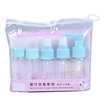 

7pcs/Set Travel Mini Makeup Cosmetic Face Cream Bottles Plastic Transparent Empty Make Up Container Travel Accessories