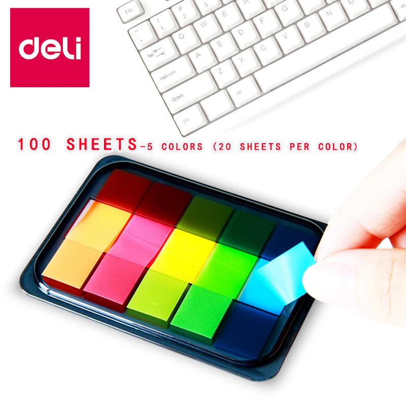 Marcapáginas de notas adhesivas, 100 hojas de color, índice de etiqueta adhesiva N veces pegado, plan de firma, información, suministros de papelería