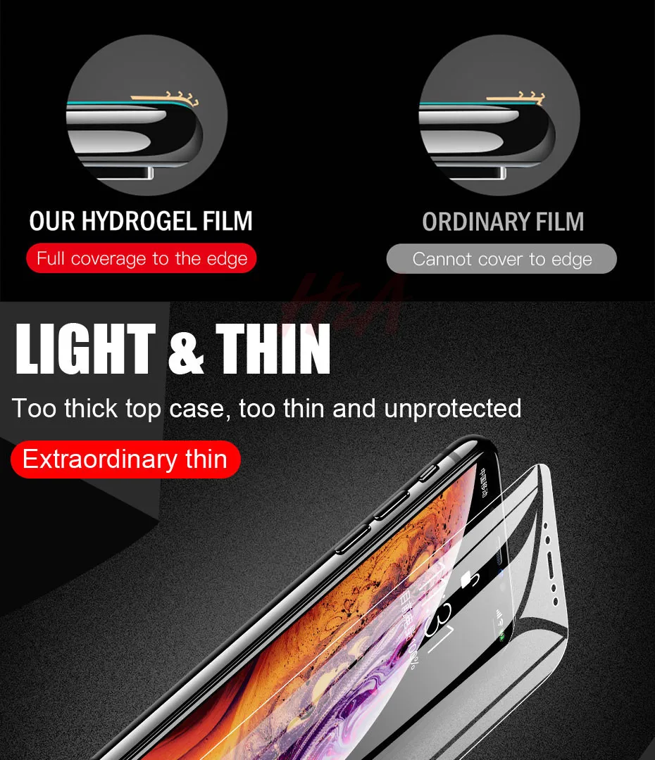 2 шт. Защитная пленка для экрана для iPhone 6 6s 7 8 Plus X Гидрогелевая пленка для iPhone XR XS 11 Pro Max мягкая защитная пленка не стекло
