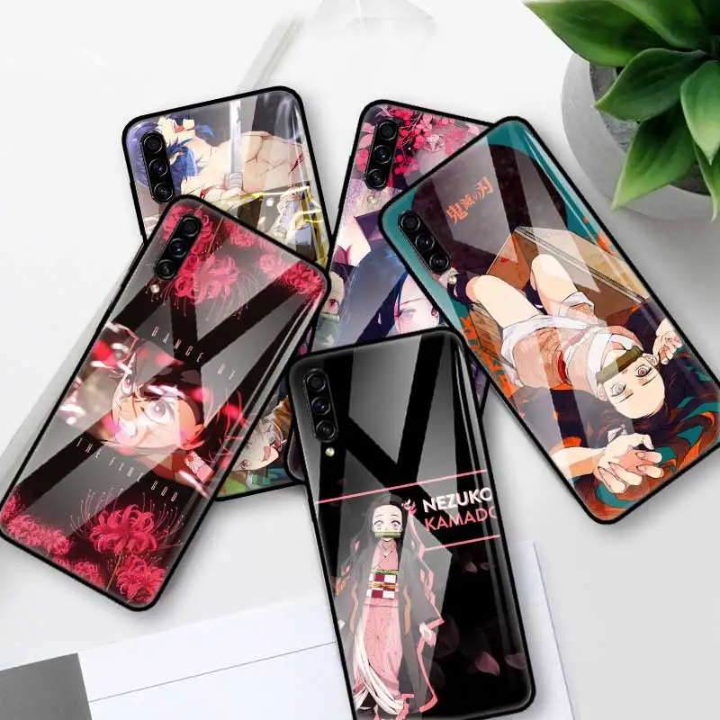 

Demon Slayer Kimetsu no Yaiba Glass Case For Samsung Galaxy A70 A50 A40 A30 A20 S A10 A91 J4 J6 Plus A51 A71 Tempered Phone Caso