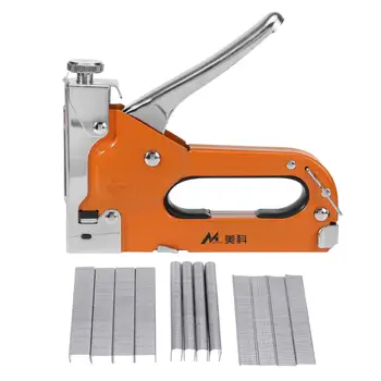 

3-IN-1 Heavy Duty Manual Staple Gun Stapler Tacker With 600 Staple Tacker Hand Operated Steel Stapler Brad Nail
