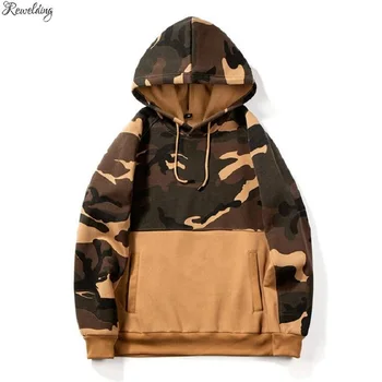 

Newest Contrast Color Camouflage Camo Hoodies Men Fleece Long Sleeve Man Pullover Sweatshirt Skate Hip Hop Male Warm Streetwear