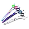 7 inch curved shears Professional 440c pet dog grooming thinning curved scissors toothed blade shears thinning rate about 45% 2