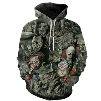

Freddy Jason Murderers Horror Movies 3D Print Hoodies New Men Women Hooded Sweatshirts Spring Casual Outerwear Plus Size Coat