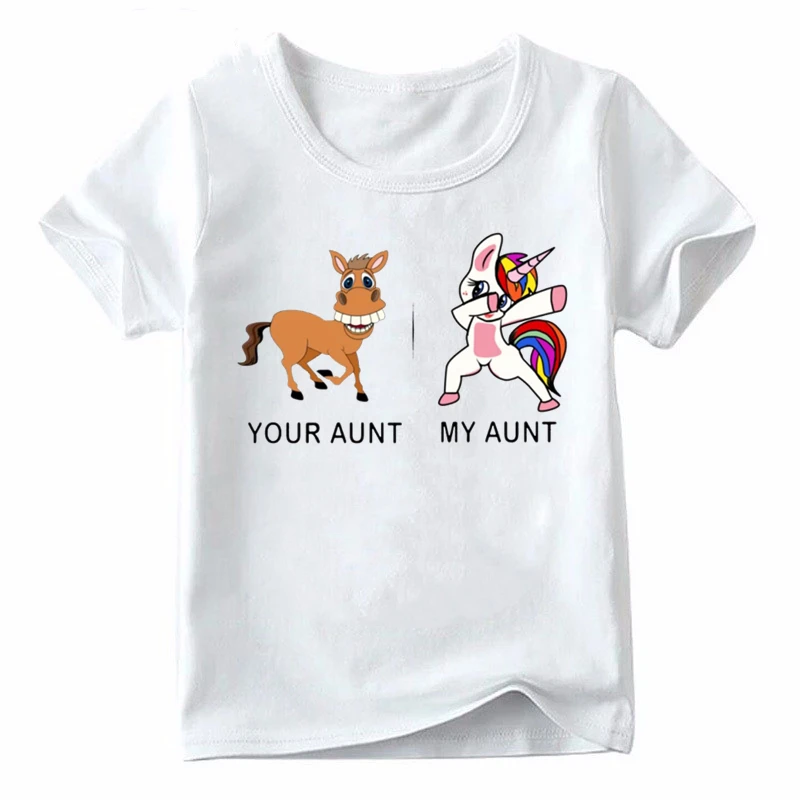 

Kids Your Aunt Horse My Aunt Unicorn Cartoon Print T Shirt Baby Boys/girls Summer T-shirt Children Casual Funny Clothes,ooo5261
