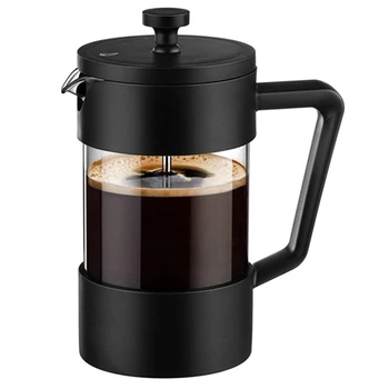 

French Press Coffee & Tea Maker, Thickened Borosilicate Glass Coffee Press Rust-Free and Dishwasher Safe,Black