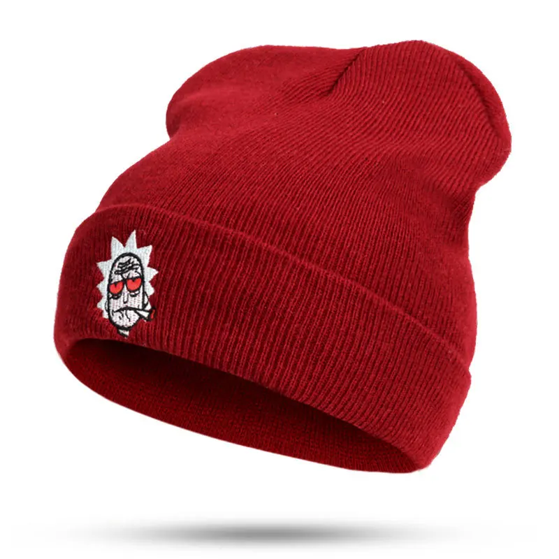 Новинка, модные зимние вязаные шапки Rick& marty, шапка Rick Beanie, вязаная шапка Skullies с рисунком аниме, хлопковая шапка Rick Get Schwifty - Цвет: 5