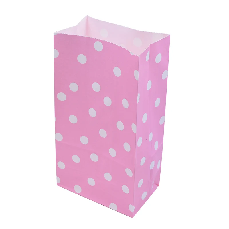 polka dots-pink 5/10 шт. Stand Up Бумага сумка в разноцветный горошек для конфет с открытым верхом вечерние сумка цветной подарочной упаковки Еда хранения 23,5x13x8 см - Цвет: polka dots-pink