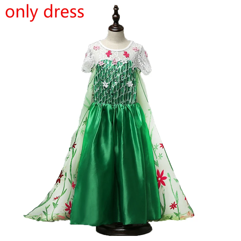 only dress K Платье принцессы Эльзы из мультфильма «Холодное сердце» для девочек; одежда для рождественской вечеринки; костюм Анны и Эльзы; платья для маленьких девочек - Цвет: only dress K