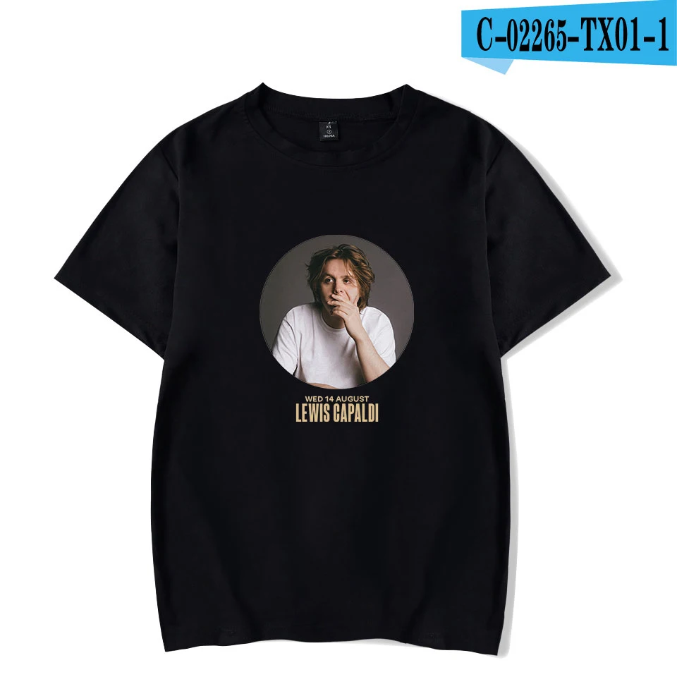 Мужская/женская футболка Lewis Capaldi летняя футболка с короткими рукавами Повседневная роскошная мужская футболка с рисунком - Цвет: black