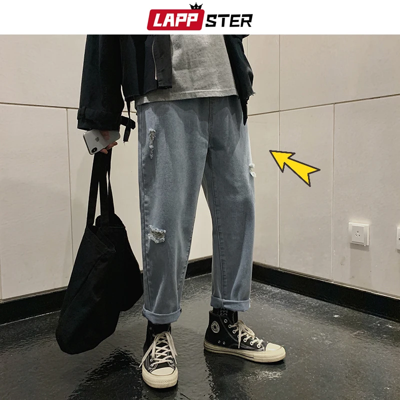 Denim Pants Baggy Jeans Oversized Loose LAPPSTER Vintage Mens Kpop Joggers Harajuku-Streetwear