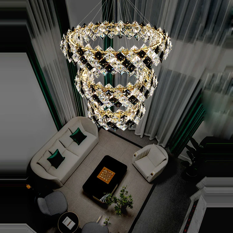 3 Layer Artistic LED Gold Silver Crystal Dimmable Chandelier Lustre Lighting Hanging Lamps Suspension Luminaire Lampen For Foyer | Лампы и