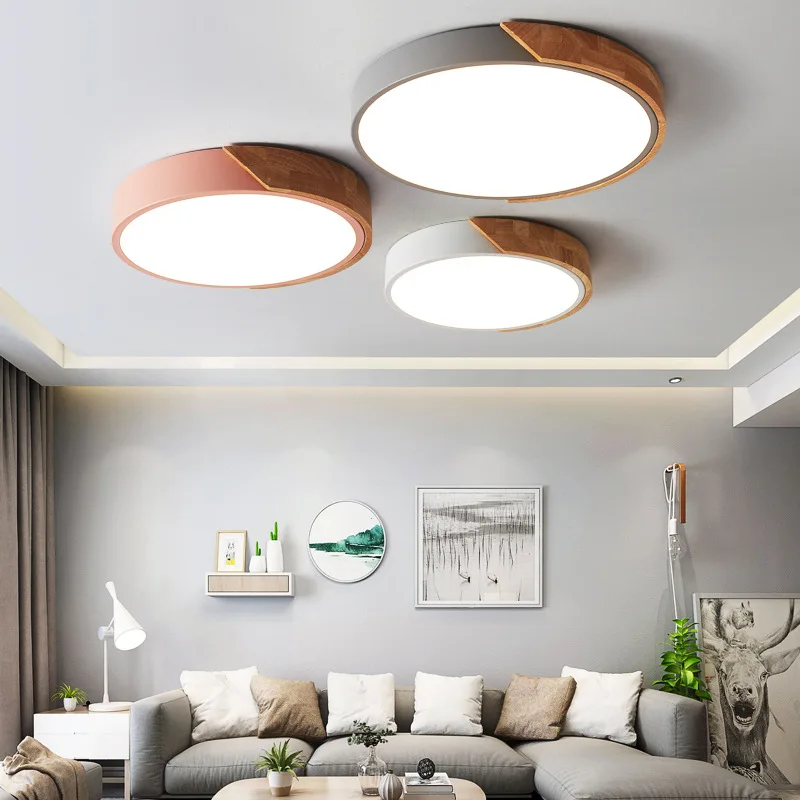 

Nordic Macarons Ceiling Lamp Modern Minimalist Circle Thin Logs Bedroom Living Room LED Ceiling Lamp
