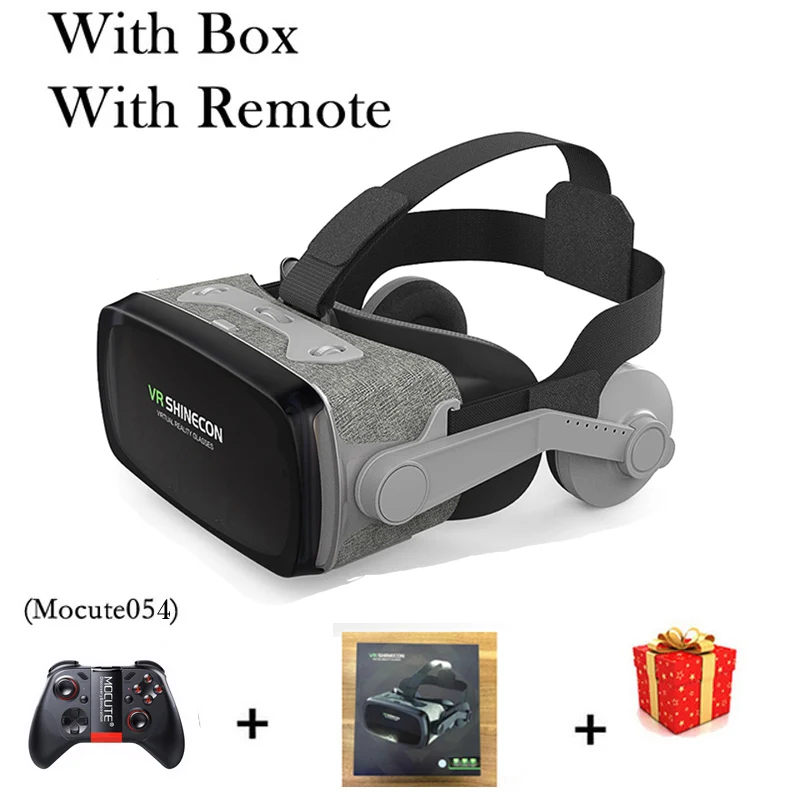 VR Shinecon 9,0 G07E 3 D шлем Viar 3D очки Виртуальная реальность гарнитура шлем стекла для очков для телефона смартфон Видео игровой набор - Цвет: With Box 054 Remote