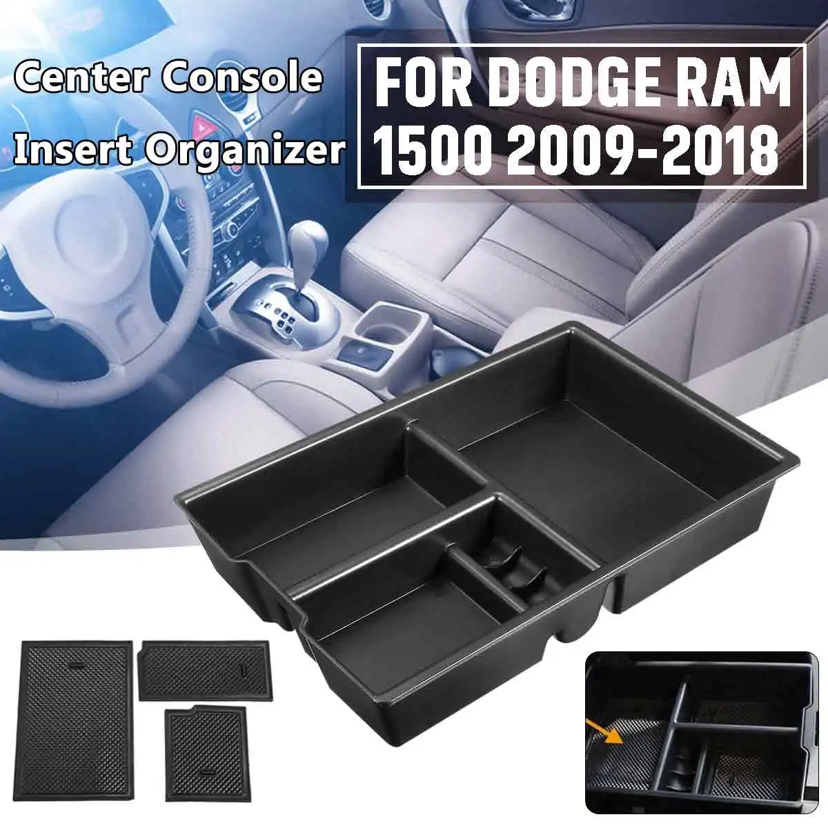 Передняя центральная консоль Органайзер лоток коробка для Dodge Ram 1500 2009 2010 2011 2012 2013 черный