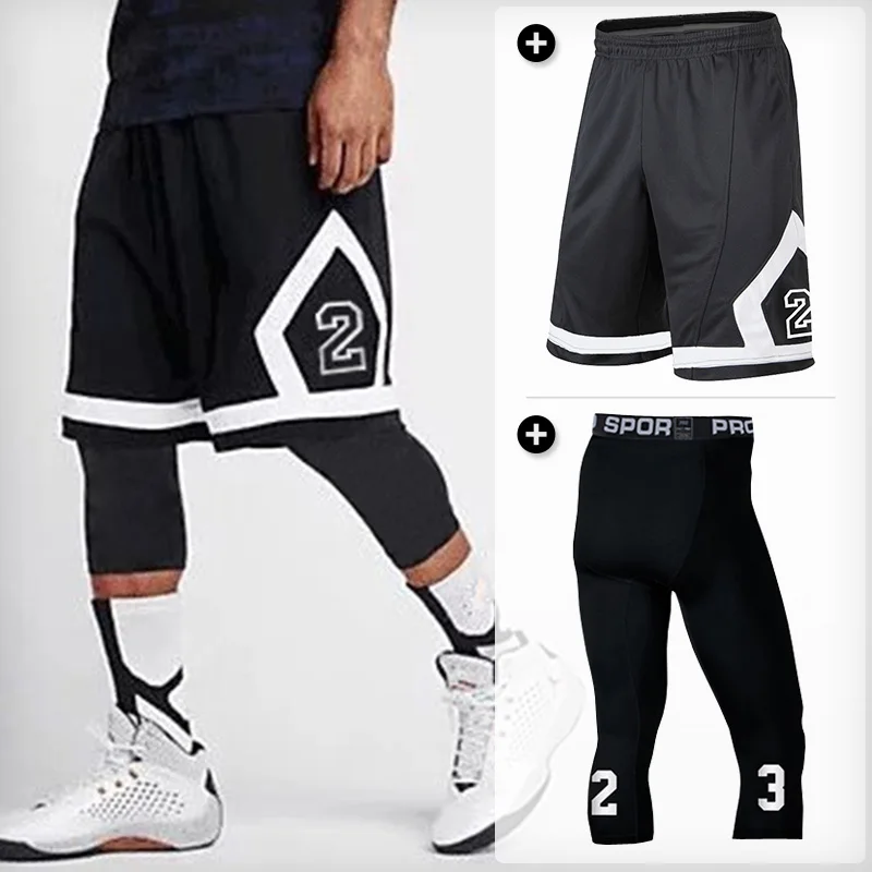 

EU Mens Basketball Shorts with Pockets Mens Quick Dry Sport Jersey Shorts + Leggings Men Running Training Workout Fitness Shorts