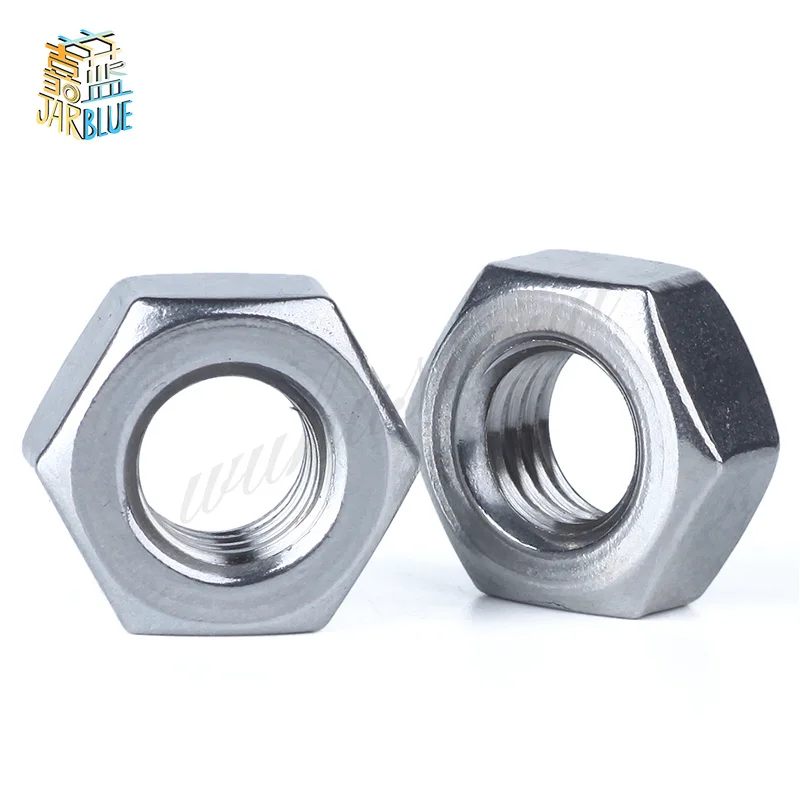 Free shipping 50 pcs/lot Metric thread DIN934 M1.6,M2,M2.5,M3,M4,M5,M6  304 Stainless Steel Hex Nuts