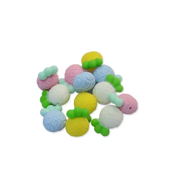 

DIY Babies Molar Necklace Silicone Double Color Pineapple Beads Toy Bracelet Pacifier chain Accessories Loose Beads 10Pcs/Lot