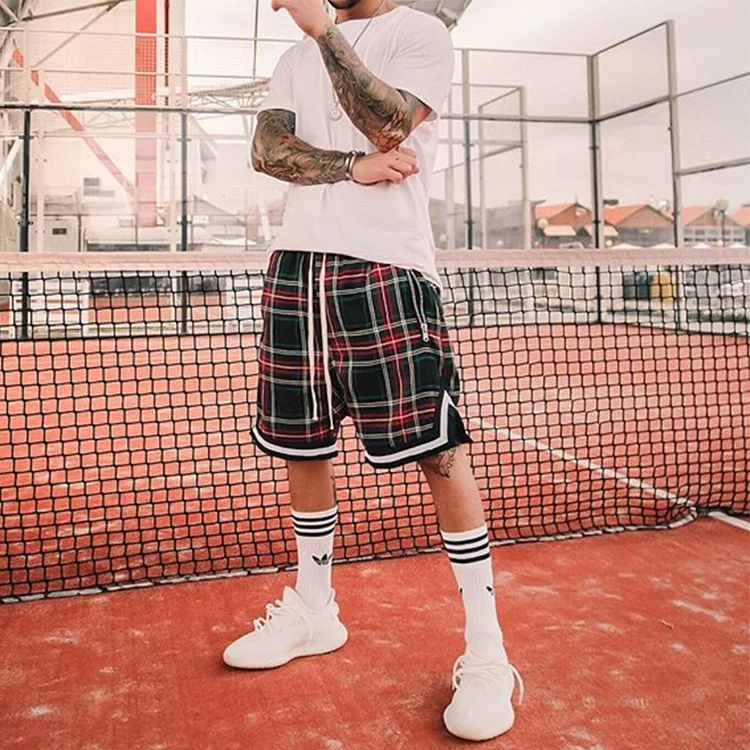 

Gym Shorts Men's Quick-Dry Breathable Casual Sports Shorts Plaid Cursor Zipper Shorts Men's