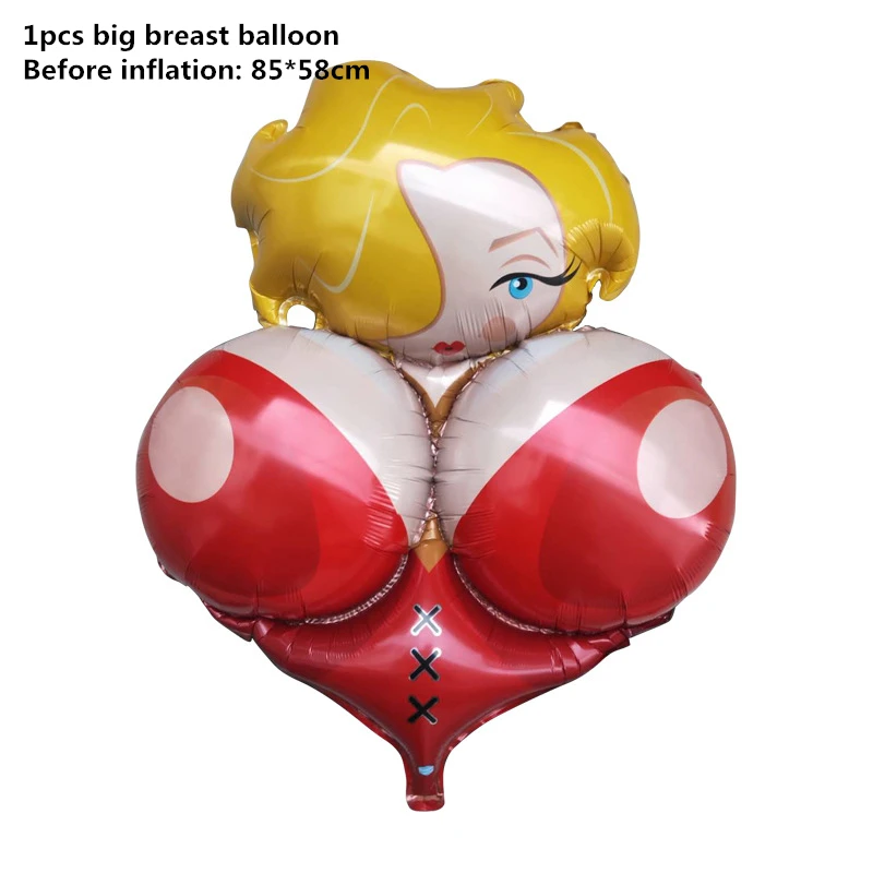 1pcs Big Breast Девичник Сексуальные вечерние презервативы для большого пениса 58x90 см, фольгированные воздушные шары для украшения, алюминиевые воздушные шары для девичника, для команды невесты, товары, Q - Цвет: 1pcs Big Breast
